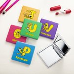 Miroir de maquillage en cuir PU personnalisé avec nom Cadeau d'anniversaire et de mariage pour femmes | Callie × Marsupilami®