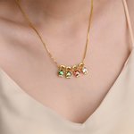 Personalized Cute Boy Girl Outline 1-6 Heart Birthstones Necklace Dainty Jewelry Gratitude Birthday Anniversary Gift for Women Kids