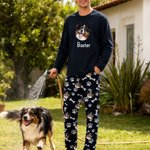 Foto personalizzate del volto di un animale domestico con zampa Morbido pigiama a maniche lunghe con nome Regalo di compleanno per gli amanti degli animali domestici