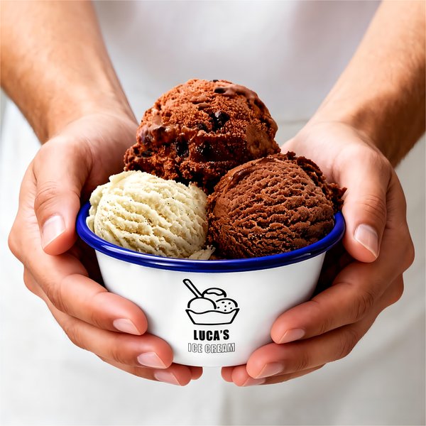Ciotola per gelato smaltata personalizzata con nome regalo perfetto per feste di compleanno e occasioni speciali per bambini