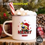 Personalized Long Tailed Marsupilami Merry Christmas 12 oz Enamel Mug with Name Christmas Gift for Family Friend | Callie × Marsupilami®