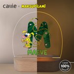 Gepersonaliseerd Langstaart Luipaard Marsupilami Ovaal LED Nachtlampje met Houten Voet Verjaardagscadeau voor Peuters Kinderen | Callie × Marsupilami®