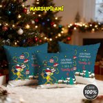 Personligt kuddfodral med tomtehatt och långsvansad marsupilami Heminredning Julklapp för barn | Callie × Marsupilami®