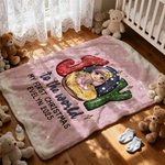 Spersonalizowany kocyk z imieniem Joy to the World Cartoon Baby Character Miękki kocyk z imieniem Pierwszy prezent świąteczny dla noworodków Rodzina