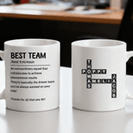 Personlig Best Team Crossword Game 11 oz 15 oz keramisk mugg med namn Födelsedagspresent för familj vänner