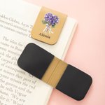 Segnalibro magnetico in pelle PU personalizzato con bouquet di fiori di nascita e nome regalo per lettori