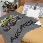 Personlig Big Wheel Off-Road Truck Mjuk pläd med namn Heminredning Födelsedagspresent för barn
