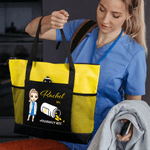 Personalizzato Cartoon Medical Character Pill Tote Bag con nome e tasche a rete Regalo di compleanno di apprezzamento per il personale medico infermieristico