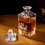 Personalized Vintage Monogram Whiskey Decanter and 4 Glasses Set with Name and Initial Birthday Father's Day Gift for Men Whiskey Lovers