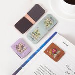 Personalized Birth Flower Butterfly Magnetic PU Leather Bookmark Clip with Name Birthday Gift for Book Lovers Bookworms
