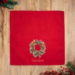 Tovagliolo personalizzato in 100% cotone con nome ghirlanda e fiocco regalo di Natale per famiglia e amici