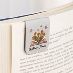 Marque-page magnétique en cuir PU personnalisé avec nom et fleur de naissance - Cadeau d'anniversaire pour les amoureux de lecture