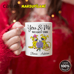 Personalised Yellow-Spotted Leopard Marsupilami 11 oz 15 oz Ceramic Mug with Name and Year Valentine's Day Gift for Couple | Callie × Marsupilami®