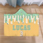 Personalized Multi-Style Ice Cream Baseball Soft Throw Hooded Blanket with Name and Number Birthday Gift for Teen Athlete Coach