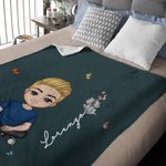 Coperta morbida e accogliente personalizzata con personaggio animato nome e fiore di nascita regalo di compleanno per bambini e famiglia