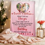 Personalized I Love You Heart Photo Soft Throw Blanket with Names Home Decor Valentine's Day Gift for Couple