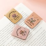 Marque-page magnétique en cuir PU personnalisé avec nom et fleur de naissance - Cadeau d'anniversaire pour les amoureux de lecture