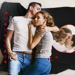Personalized I Love You Heart Photo Soft Throw Blanket with Names Home Decor Valentine's Day Gift for Couple