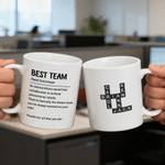 Personlig Best Team Crossword Game 11 oz 15 oz keramisk mugg med namn Födelsedagspresent för familj vänner