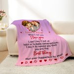 Personalized I Love You Heart Photo Soft Throw Blanket with Names Home Decor Valentine's Day Gift for Couple