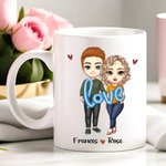 Personalizowany kubek ceramiczny z imionami i tekstem do codziennego użytku Walentynkowy prezent rocznicowy dla pary