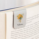 Segnalibro magnetico in pelle PU personalizzato con bouquet di fiori di nascita e nome regalo per lettori