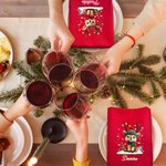 Personalized Cute Christmas Reindeer 100% Cotton Red Napkin with Name Table Decor Christmas Gift for Family Friends