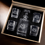 Personalized Initial Name Lace Whiskey Decanter Glasses Bar Accessory Birthday Gift for Whiskey Lover Man