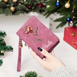 Portafoglio in pelle PU personalizzato con nome e cinturino - Regalo di Natale e compleanno per donne e ragazze