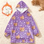 Personalised Funny Face Photo Multicolor Flannel Hoodie Daily Wear Birthday Christmas Gift for Family Friends Kids