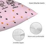 Personalised Line-Art Kids' Characters Multicolour Soft Cushion Cover with Title and 1-10 Names Home Decor Birthday Gift for Family