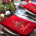 Tovagliolo personalizzato riutilizzabile con nome e scritta a forma di albero di Natale We wish you a Merry Christmas regalo di Natale per famiglia