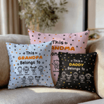 Personalised Line-Art Kids' Characters Multicolour Soft Cushion Cover with Title and 1-10 Names Home Decor Birthday Gift for Family