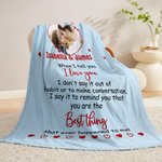 Personalized I Love You Heart Photo Soft Throw Blanket with Names Home Decor Valentine's Day Gift for Couple