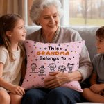 Personalised Line-Art Kids' Characters Multicolour Soft Cushion Cover with Title and 1-10 Names Home Decor Birthday Gift for Family