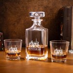 Personalized Tractor Engraved Name Whiskey Decanter and 4 Glasses Set Birthday Anniversary Gift for Men