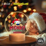 Spersonalizowana czapka Mikołaja z długim ogonem Marsupilami Akrylowa lampka nocna LED z imieniem Prezent świąteczny dla dzieci | Callie × Marsupilami®