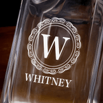 Personalized Vintage Monogram Whiskey Decanter and 4 Glasses Set with Name and Initial Birthday Father's Day Gift for Men Whiskey Lovers