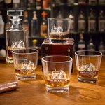 Personalized Tractor Engraved Name Whiskey Decanter and 4 Glasses Set Birthday Anniversary Gift for Men