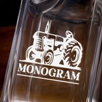 Personalized Tractor Engraved Name Whiskey Decanter and 4 Glasses Set Birthday Anniversary Gift for Men