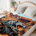 Personalized Monster Cheetah Lion Dinosaur Truck Soft Throw Blanket with Name Birthday Gift for Boys Kids Babies Truck Lovers