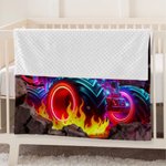 Personalised Monster Neon Lorry Soft Throw Blanket with Name Home Decor Birthday Gift for Boys Lorry Lovers