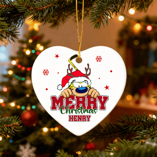Personalisierte niedlich Marsupilami Herzform Keramik Ornament mit Namen Weihnachtsgeschenk für Kinder Familie | Callie × Marsupilami®