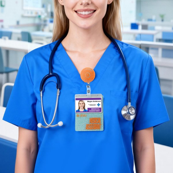 Enrouleur de badge personnalisé en acrylique avec nom pour usage quotidien Cadeau de la journée des infirmières pour les infirmières et les médecins