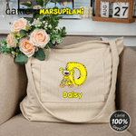 Spersonalizowana żółta torba Marsupilami Leopard Leisure Corduroy Tote Bag z imieniem Prezent urodzinowy dla przyjaciół Dzieci | Callie × Marsupilami®