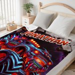 Personalised Monster Neon Lorry Soft Throw Blanket with Name Home Decor Birthday Gift for Boys Lorry Lovers