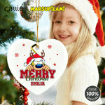 Personalised Santa Hat Cute Marsupilami Heart Shape Ceramic Christmas Ornament with Name Christmas Gift for Kids Family | Callie × Marsupilami®