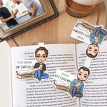 Segnalibro magnetico personalizzato con nome e personaggio in stile cartone animato - Regalo di compleanno per amanti del libro