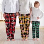 Personalised Plaid Avatar Pet Portrait Long Pyjama Pants with Name and Drawstring Christmas Birthday Gift for Kid Women Men Pet Lovers