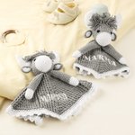 Personalized Highland Cow Knitted Soft Baby Security Blanket with Embroidered Name Birthday Baby Shower Gift for Newborns New Parents